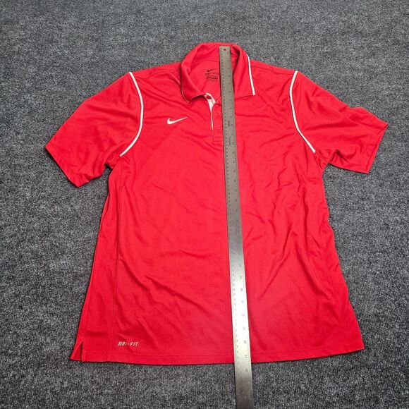 Nike Dri Fit Size L Large Mens Active Polo Shirt Short Sleeve Red Golf - Picture 9 of 13